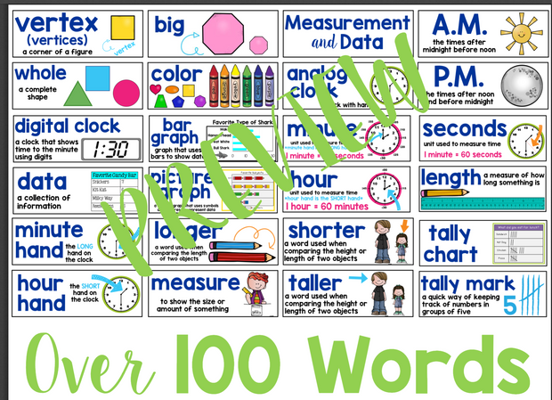 Math Word Wall {1st Grade}