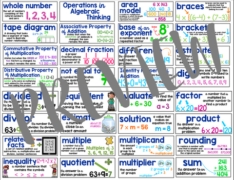 Math Word Wall {5th Grade}