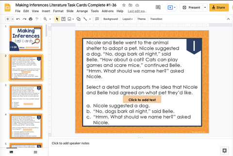Making Inferences Literature 3rd Grade | Distance Learning | Google Slides & Forms