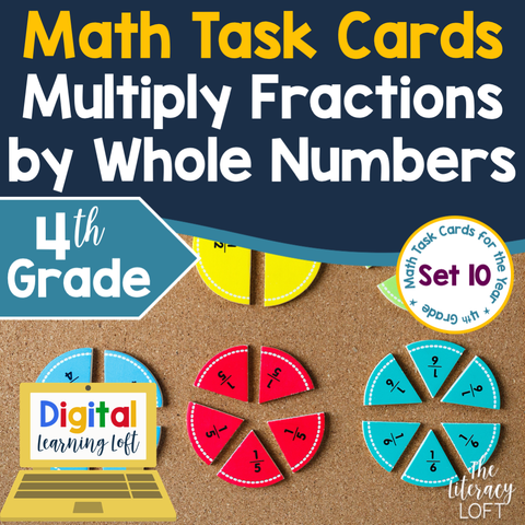 Multiply Fractions by Whole Numbers Task Cards (4th Grade) Google Slides and Forms Distance Learning