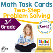 Two-Step Word Problems Task Cards (3rd Grade) Google Slides and Forms