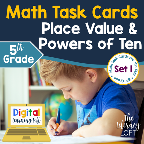 Place Value and Powers of Ten Task Cards (5th Grade) | Distance Learning | Google Apps
