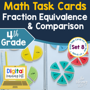 Fraction Equivalence & Comparison Math Task Cards (4th Grade) Google Slides and Forms Distance Learning