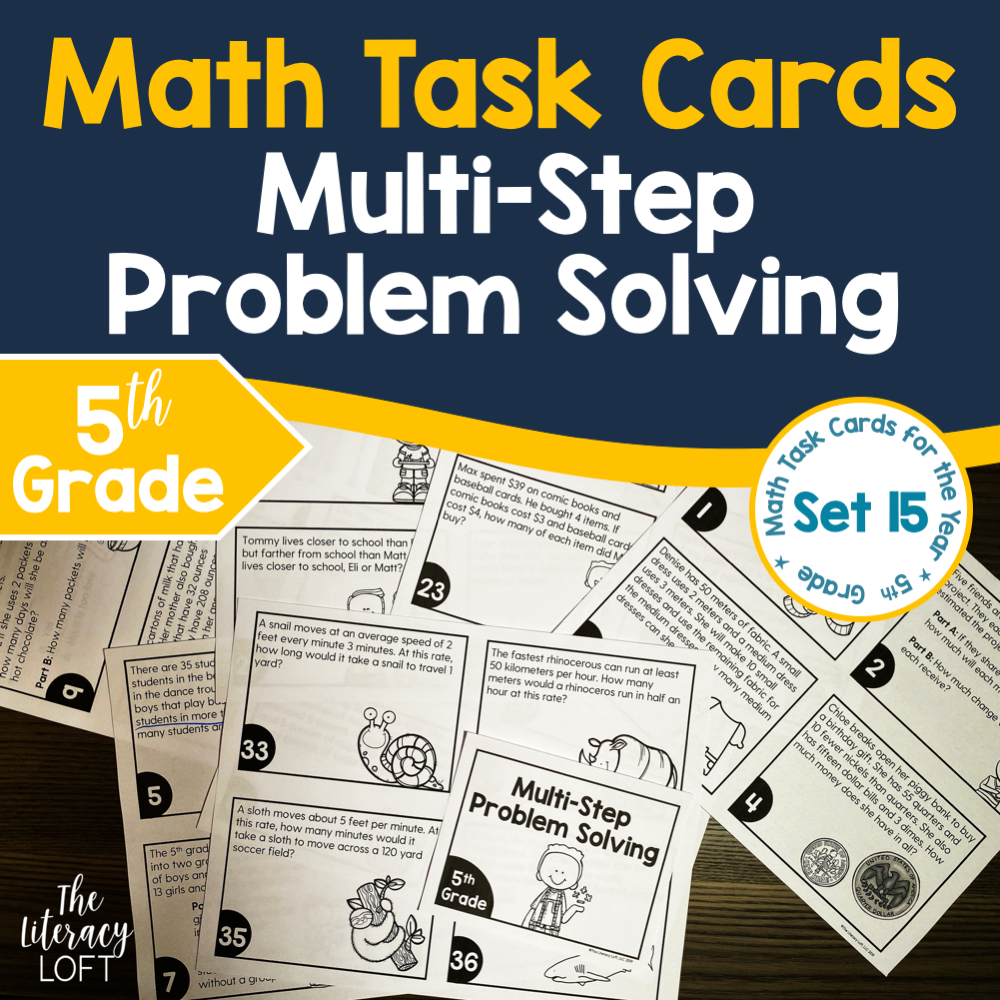 Math Multi-Step Word Problems Task Cards 3rd Grade 3.NBT.1
