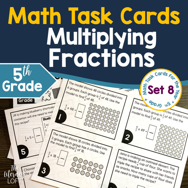 Multiplying Fractions Task Cards (5th Grade) | Distance Learning