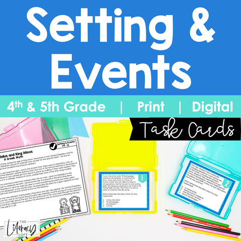 Setting and Events Task Cards 4th and 5th Grade I Google Slides and Forms