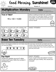 Math Morning Work 4th Grade {November} | Distance Learning | Google Apps