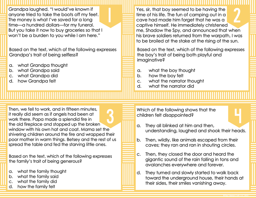 Character Development Task Cards Character Traits and Development Task Cards 6th Grade I Google Apps ...