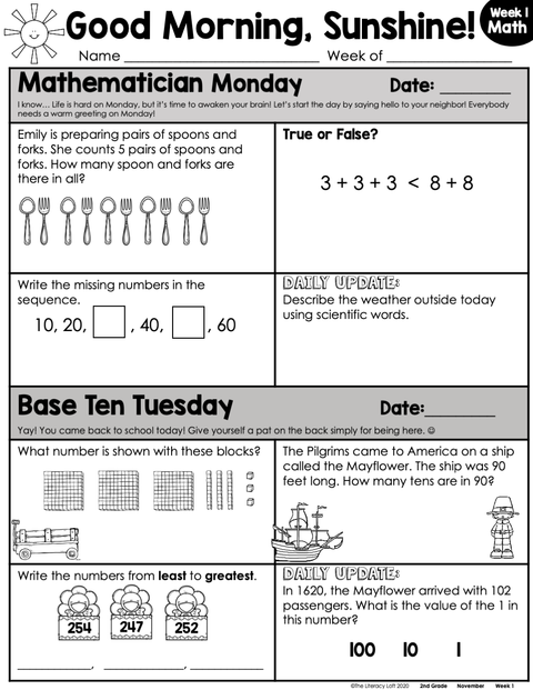 Math Morning Work 2nd Grade {November} | Distance Learning | Google Apps
