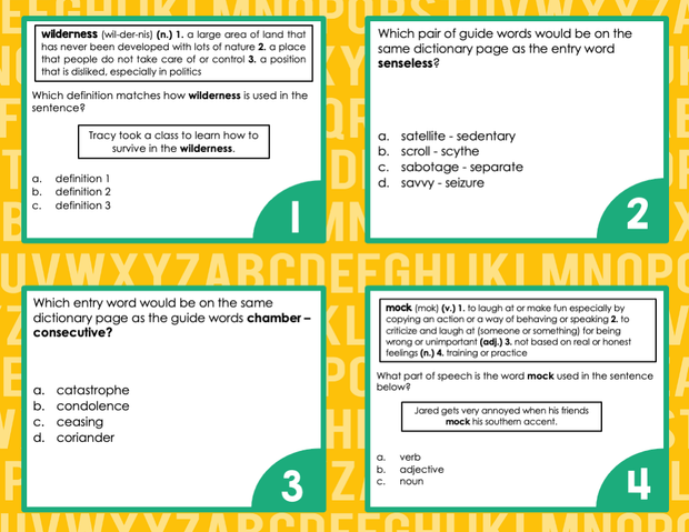 Dictionary Skills Task Cards 5th Grade I Google Slides and Forms