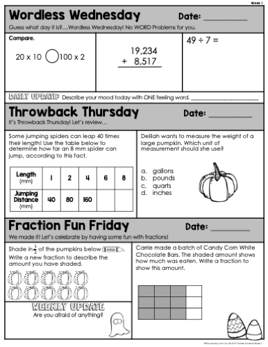 Math Morning Work 4th Grade {October} | Distance Learning | Google Apps