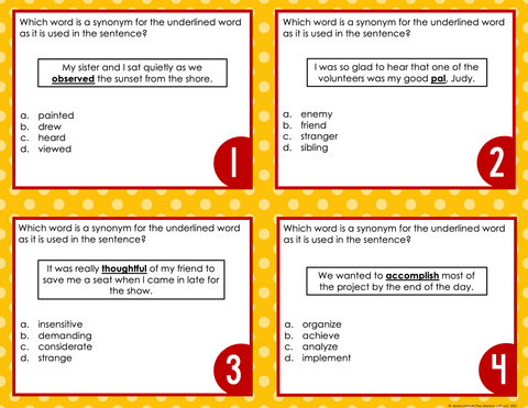 Synonyms & Antonyms Task Cards 4th Grade I Google Slides and Forms