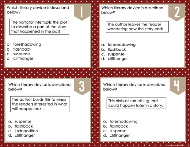 Literary Devices Task Cards 6th Grade | Distance Learning | Google Slides & Forms