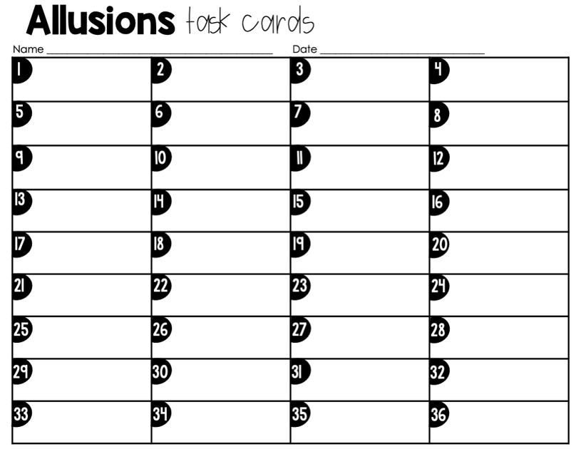 Allusions Task Cards | Google Slides & Forms – The Literacy Loft