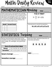 Math Daily Review 6th Grade {April} | Distance Learning | Google Apps