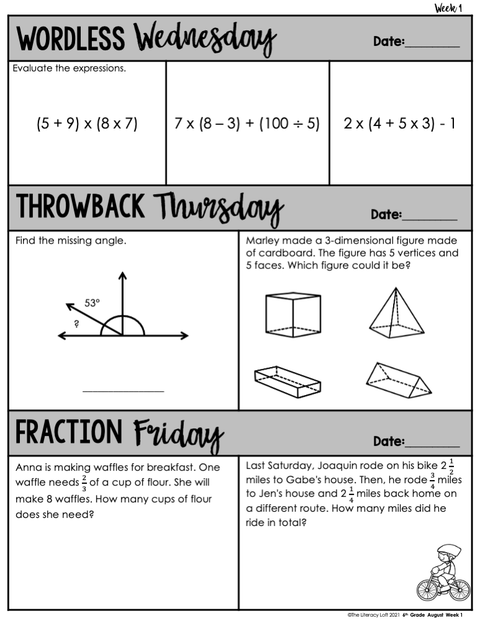 Math Daily Review 6th Grade Bundle | Printable | Google Apps