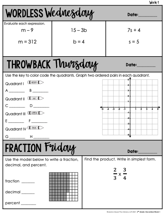 Math Daily Review 6th Grade {December} | Distance Learning | Google Apps