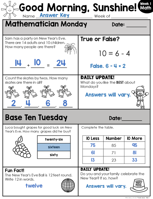 First Grade Morning Math Activities 1st Grade Math Morning Work – The Literacy Loft