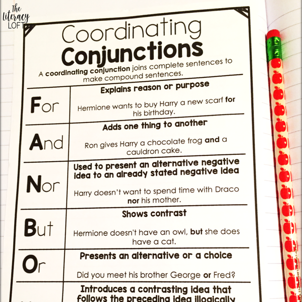Subordinating Conjunctions Anchor Chart