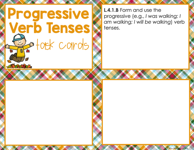 Progressive Verb Tenses Task Cards | Distance Learning | Google Slides & Forms
