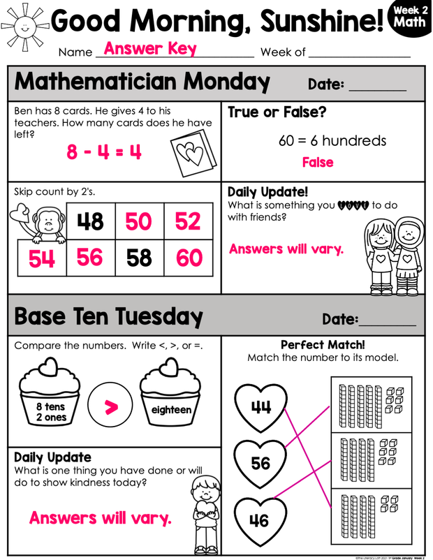 Math Morning Work 1st Grade {February} I Distance Learning I Google Apps