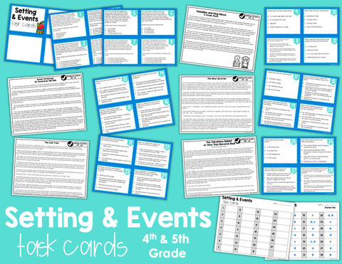 Setting and Events Task Cards 4th and 5th Grade I Google Slides and Forms