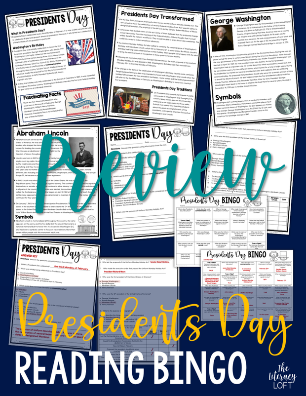 Presidents' Day Reading Bingo