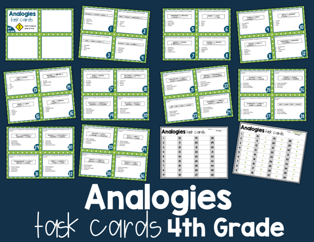Analogies Task Cards 4th Grade I Google Slides and Forms