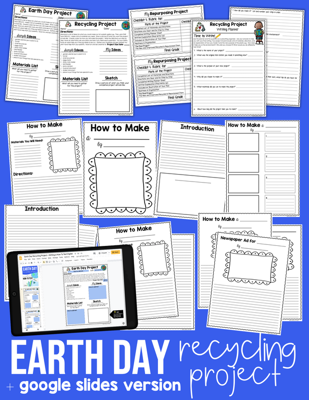 Earth Day Recycling Project-Writing a Procedural How-To Text + Google Slides Version