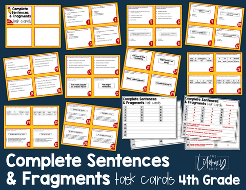 Complete Sentences & Fragments Task Cards 4th Grade I Google Slides and Forms