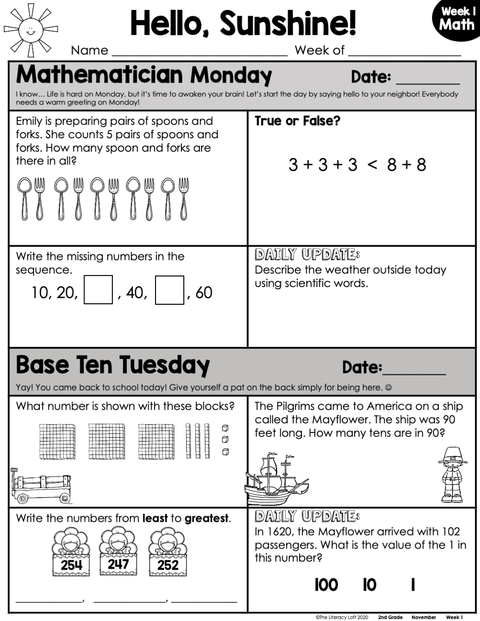 Math Morning Work 2nd Grade {November} | Distance Learning | Google Apps