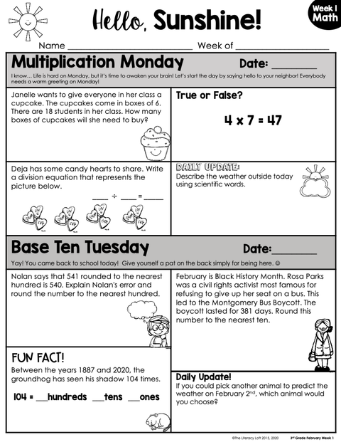 Math Morning Work 3rd Grade {February} I Distance Learning I Google Apps