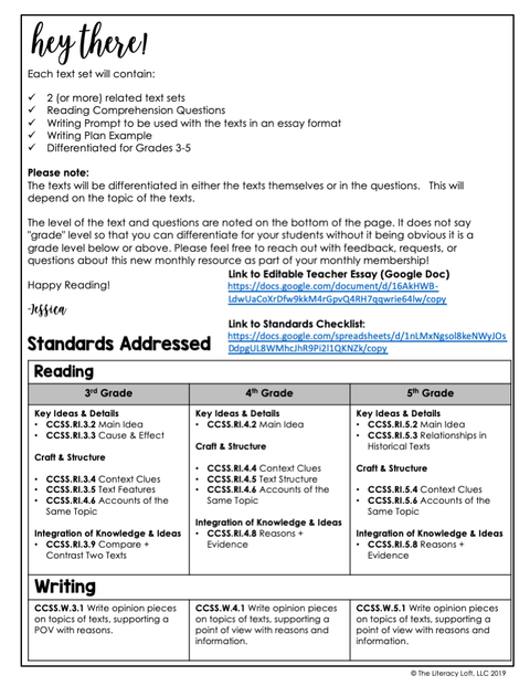 MLK Day Opinion Writing Printable and Google Apps