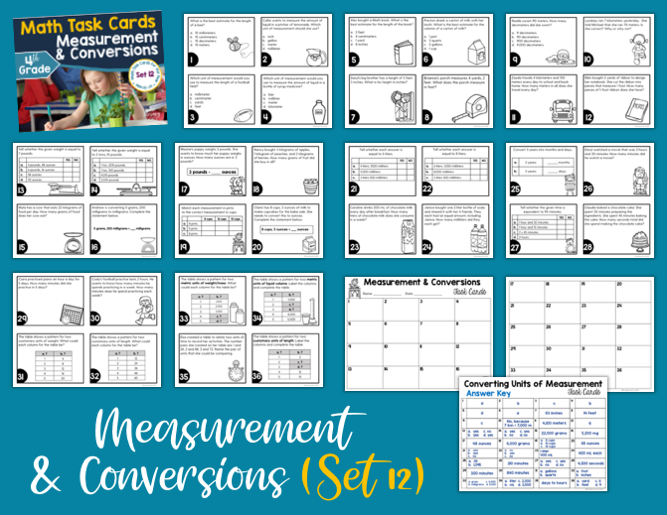 Measurement and Conversions Task Cards (4th Grade) Google Slides and F ...