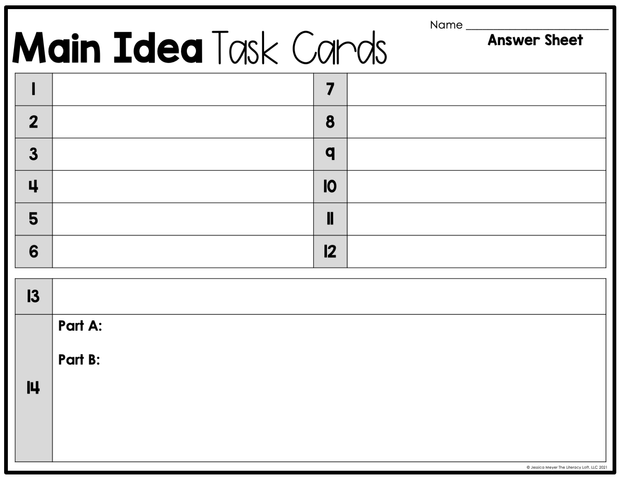 Main Idea Task Cards 5th Grade | Distance Learning | Google Slides & Forms