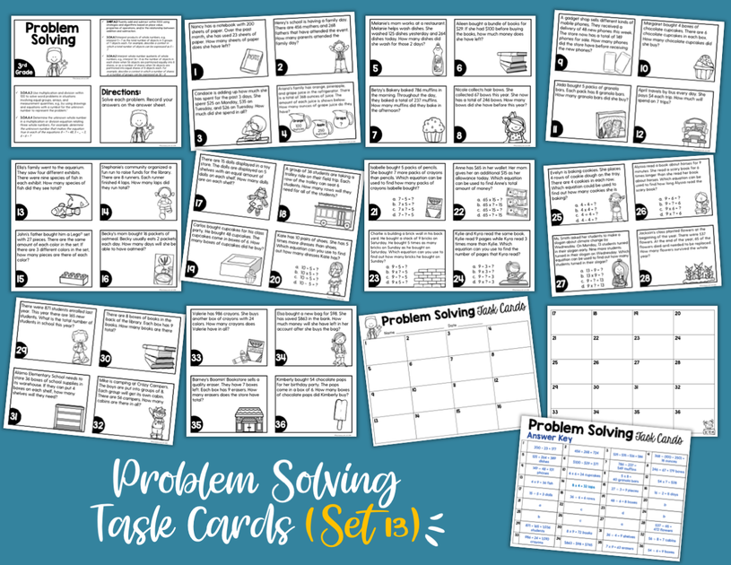 Problem Solving Math Task Cards (3rd Grade) Google Slides and Forms ...