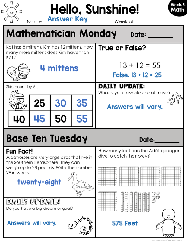 Math Morning Work 1st Grade {January} I Distance Learning I Google Apps