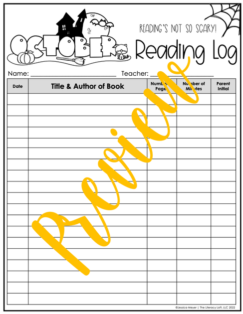 Reading Log {October} – The Literacy Loft