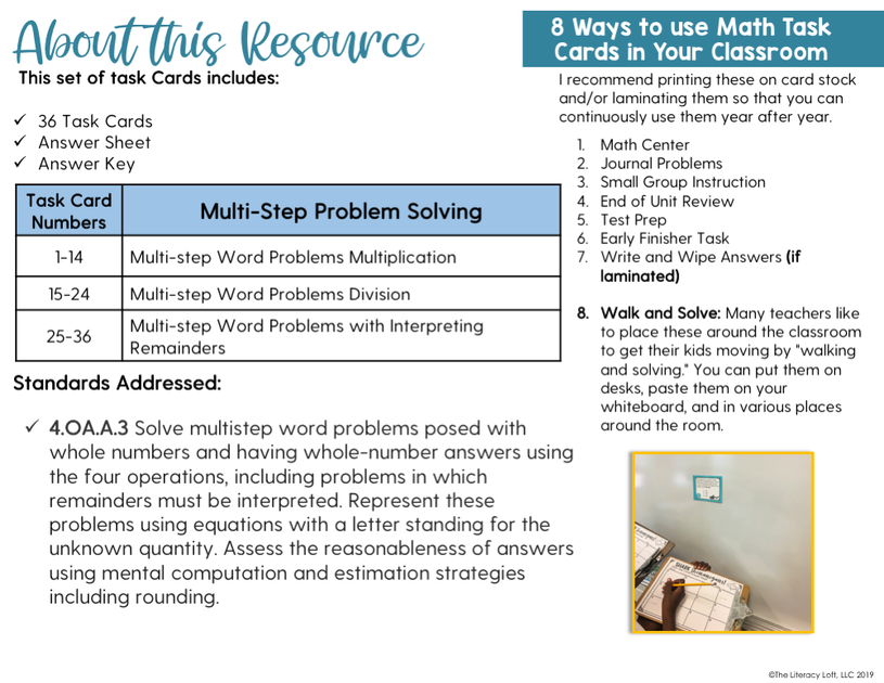 Multi-Step Problem Solving Math Task Cards (4th Grade) Google Slides ...