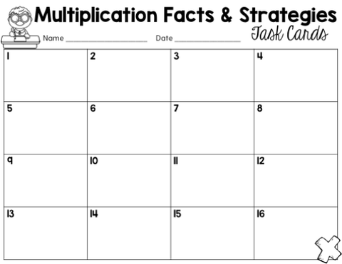 Multiplication Facts and Strategies Task Cards (3rd Grade) Google Slides & Forms