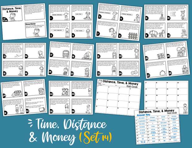 Distance, Time and Money Task Cards (4th Grade) Google Slides and Forms Distance Learning
