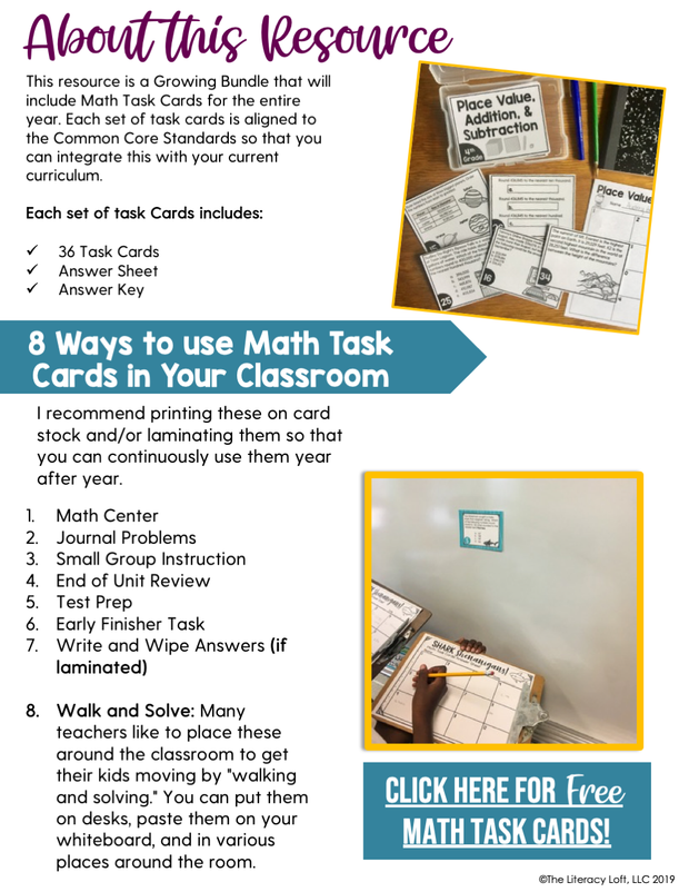 Task Cards Math Ela Math Task Card Bundles – The Literacy Loft
