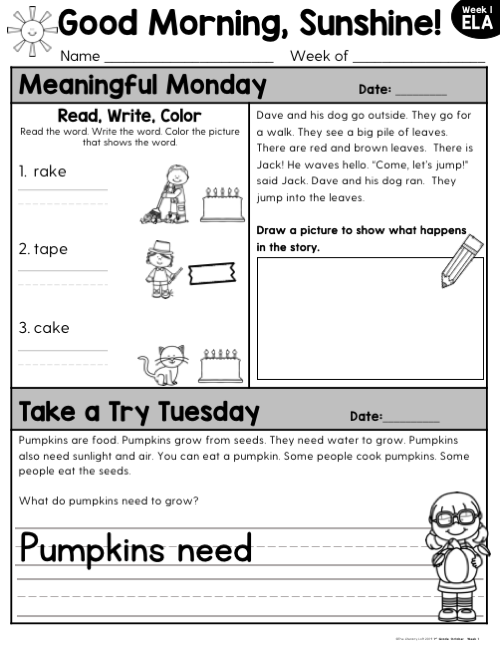 1st Grade ELA Morning Work (October) | Distance Learning | Google Slides