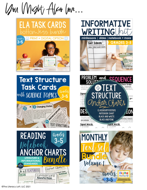 Text Structure (Mini Reading Unit) 4th & 5th Grade