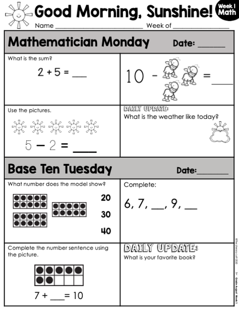 Math Morning Work 1st Grade {August} | Distance Learning | Google Apps ...