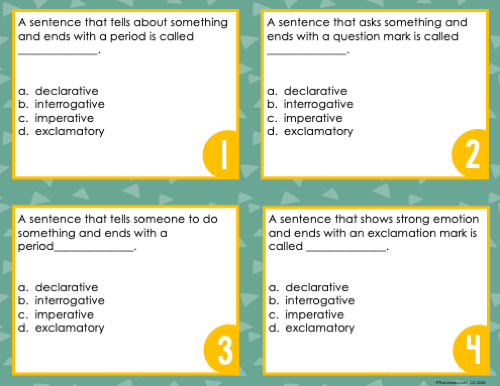 Types of Sentences Task Cards 6th Grade | Distance Learning | Google Slides & Forms