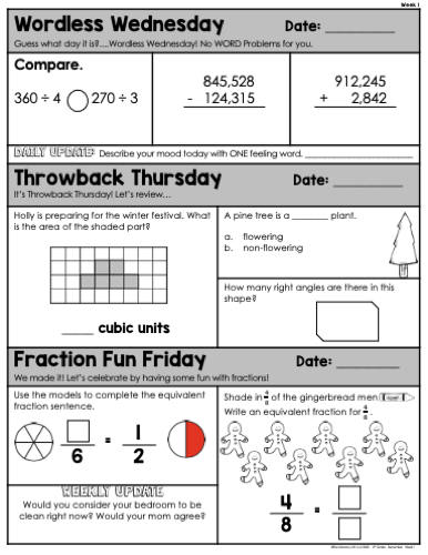 Math Morning Work 4th Grade {December} I Distance Learning I Google Ap ...