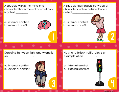 Types of Conflict Task Cards 6th Grade | Distance Learning | Google Slides & Forms
