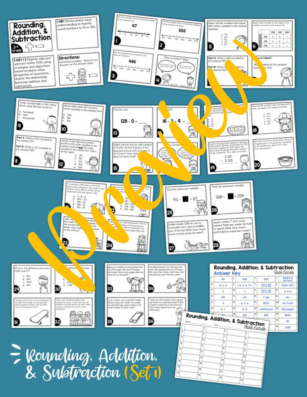 Math Task Cards for the Year Bundle (3rd Grade) | Google Slides & Forms