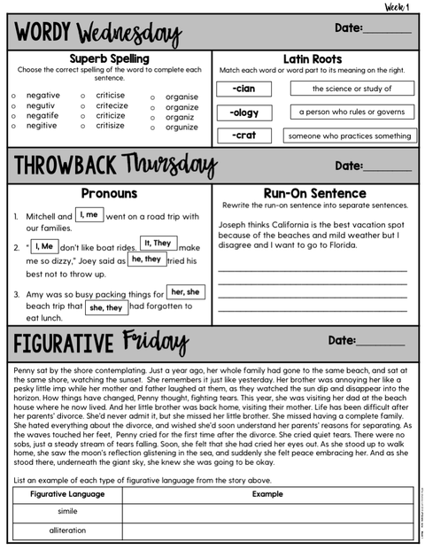 ELA Daily Review 6th Grade {June} | Distance Learning | Google Slides and Forms